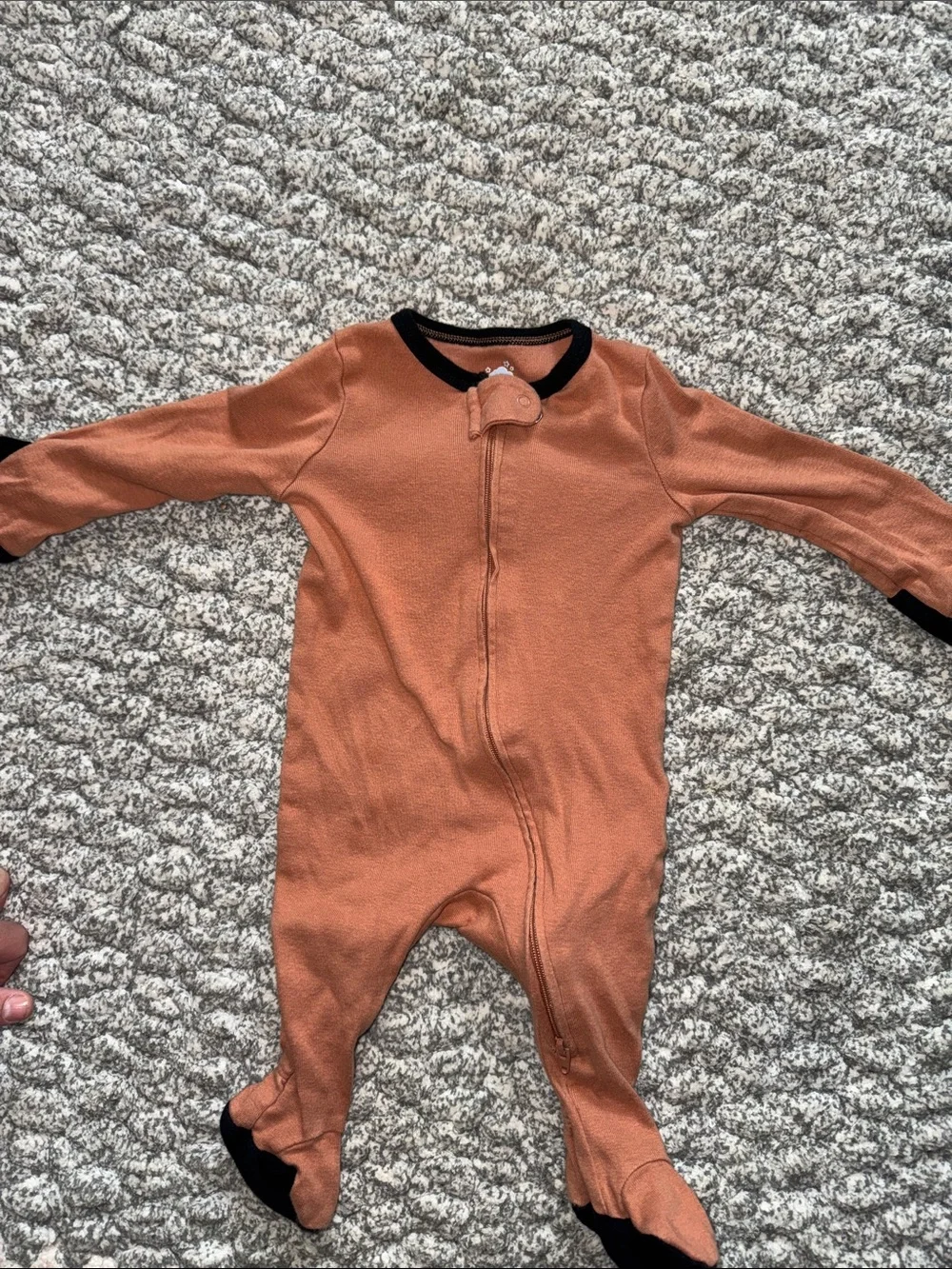 cloud island Rust Orange Footed One-Piece with Black Trim